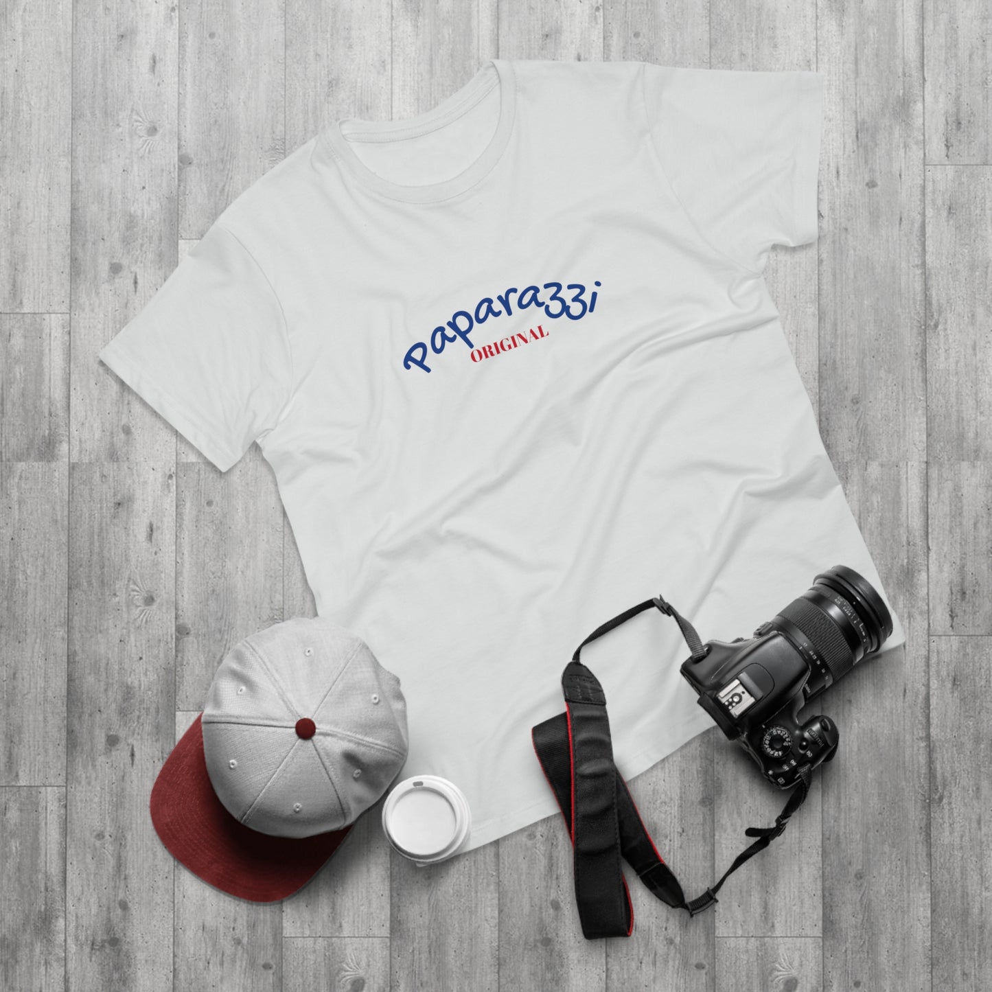 Paparazzi Men T-shirt white with navy and dark red