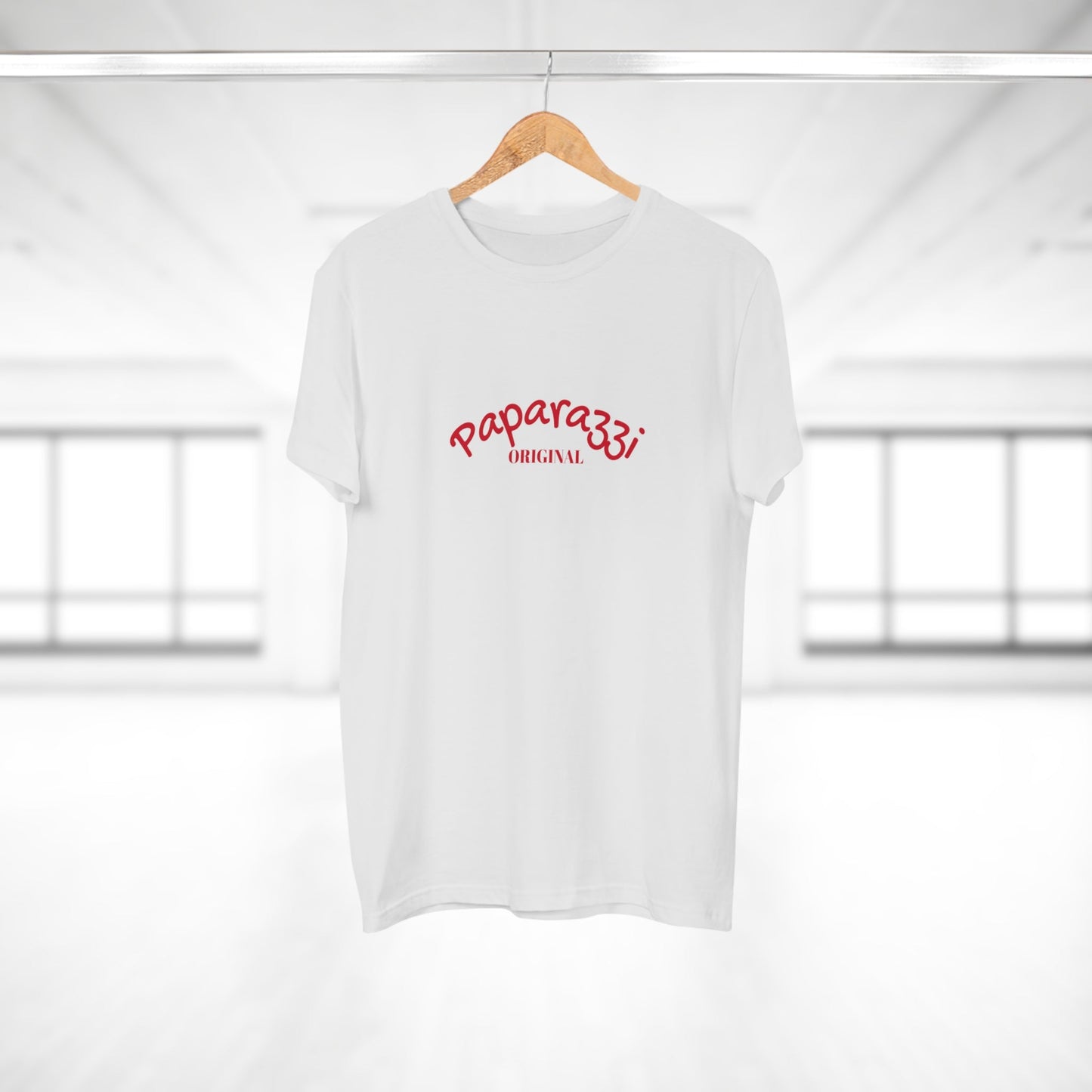 Paparazzi Men T-shirt white with dark red Printify
