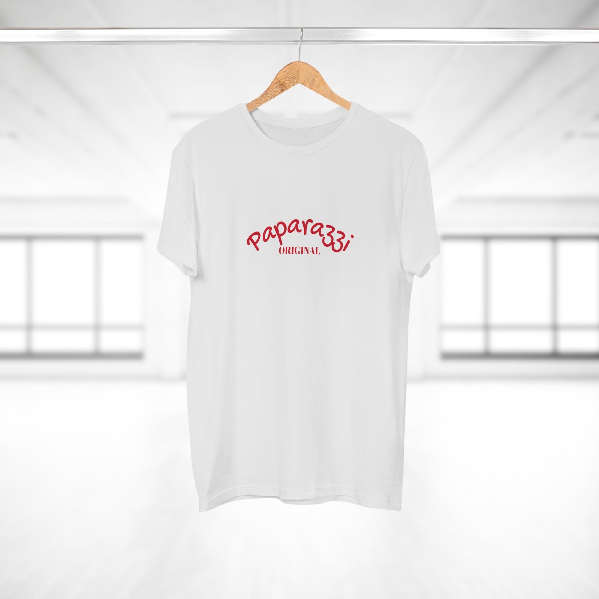 Paparazzi Men T-shirt white with dark red Printify