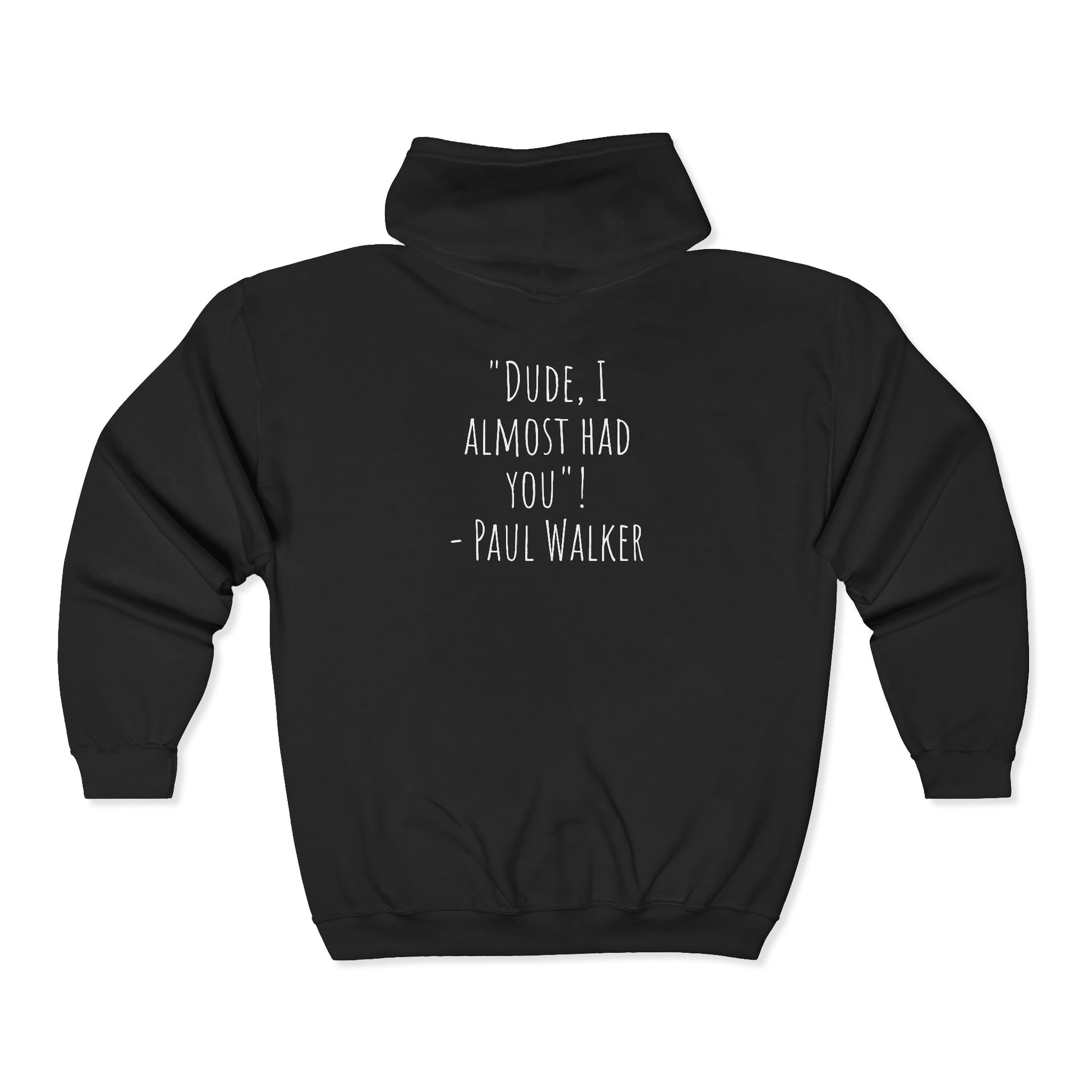 UpNorth Sports Paul Walker black Full Zip Hoodie backside - UpNorth SPORTS