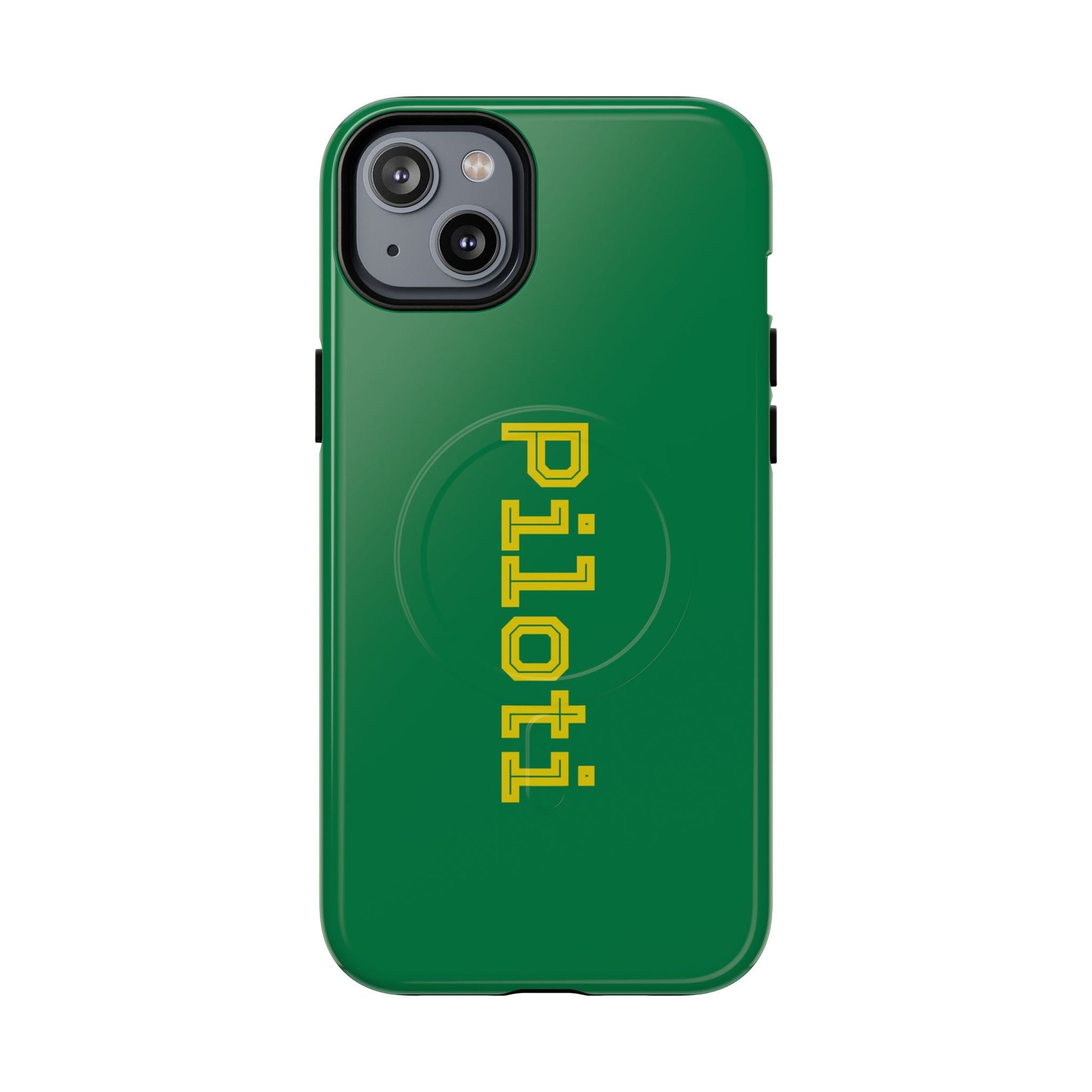 Tough Magnetic iPhone Cases Piloti in dark green with yellow Printify