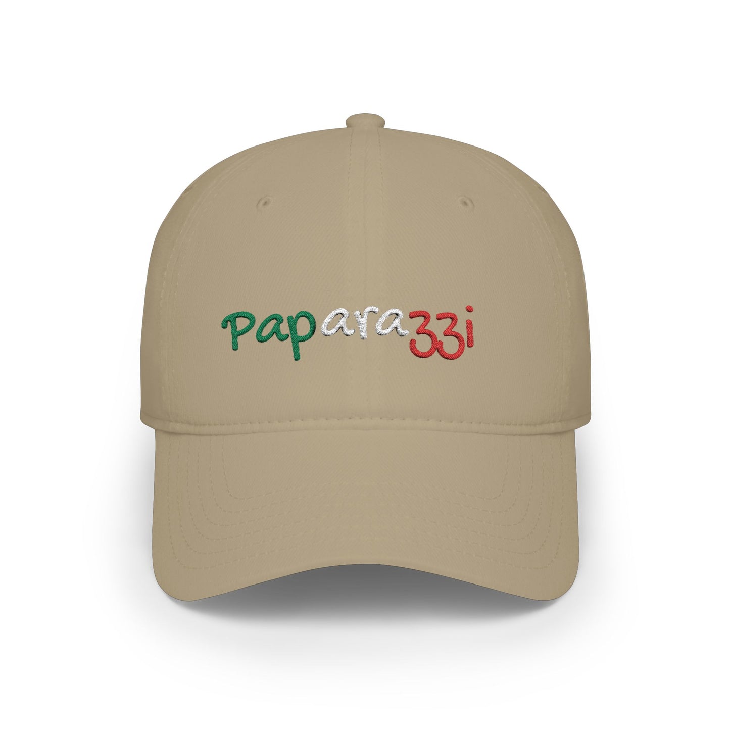 A khaki Paparazzi baseball cap embroidered with Italy Tricolore frontside - Paparazzi Original