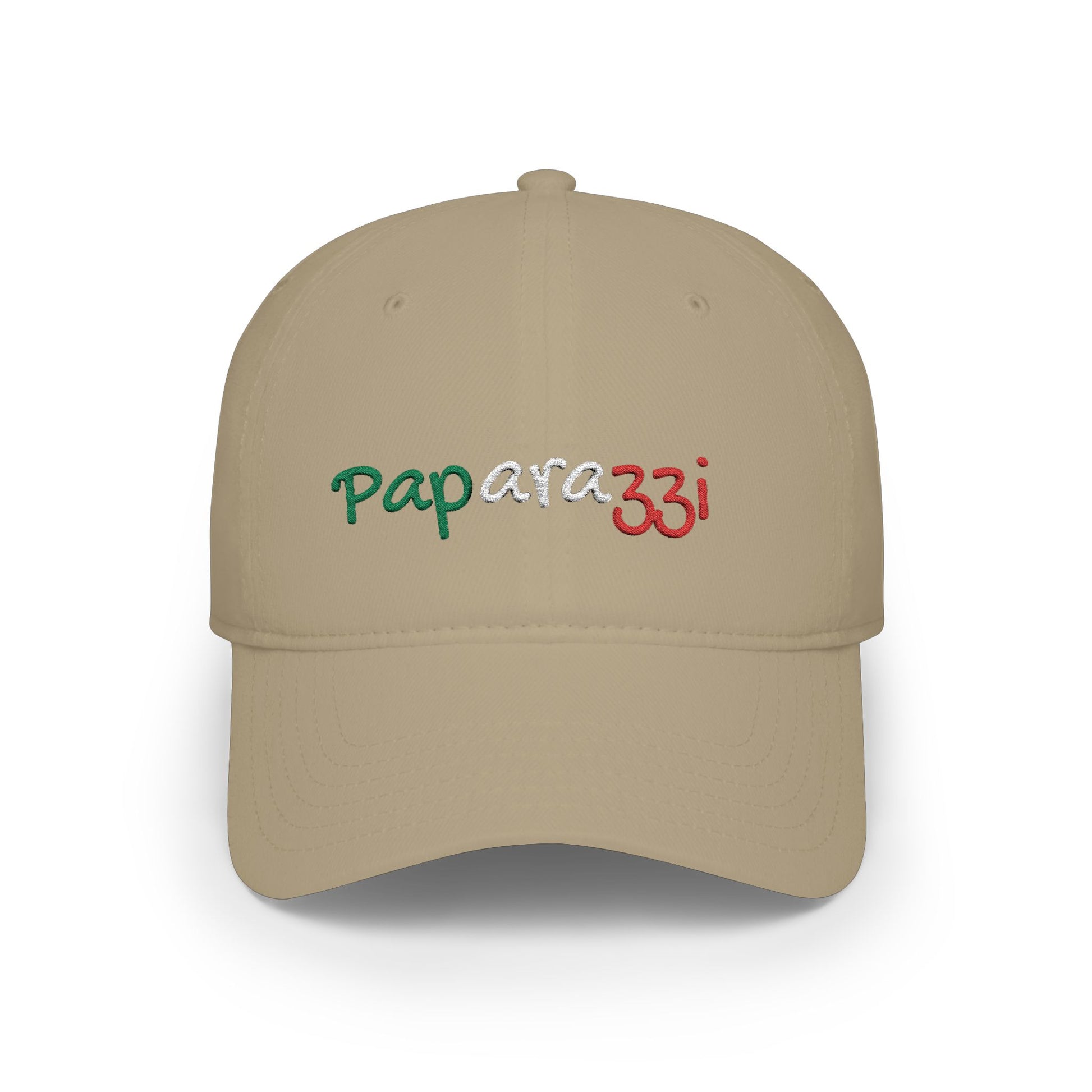 A khaki Paparazzi baseball cap embroidered with Italy Tricolore frontside - Paparazzi Original