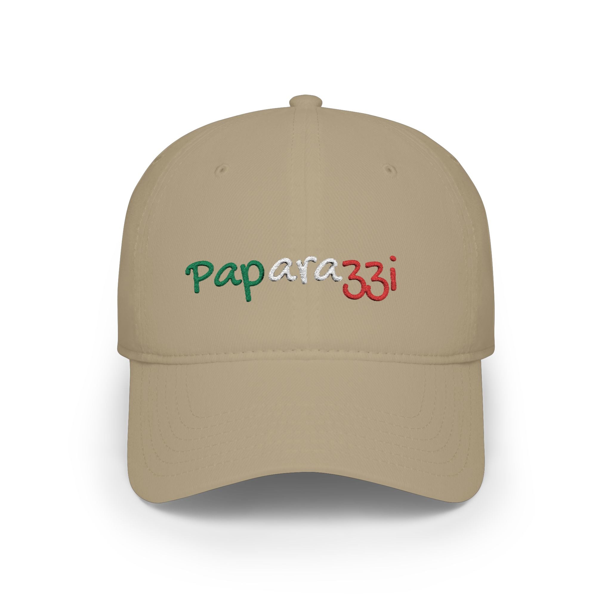 A khaki Paparazzi baseball cap embroidered with Italy Tricolore frontside - Paparazzi Original