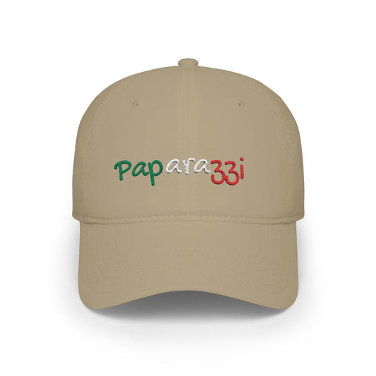 A khaki Paparazzi baseball cap embroidered with Italy Tricolore frontside - Paparazzi Original