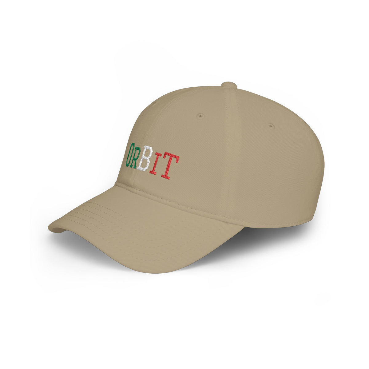 Khaki Orbit Baseball Cap with tricolore embroidery left side - UpNorth SPORTS