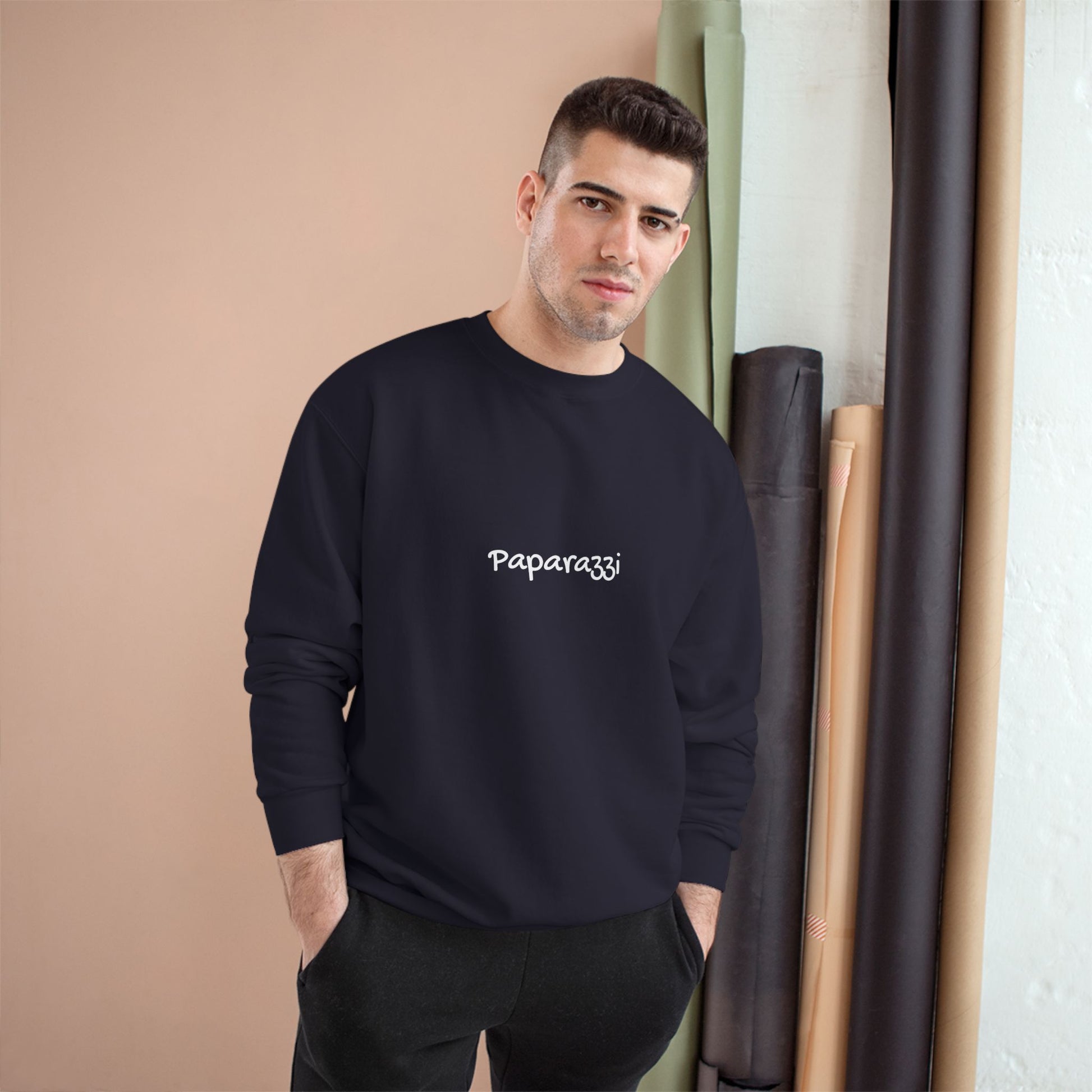 Navy Maroon Paparazzi Champion Sweatshirt Printify