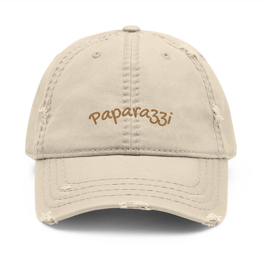 Distressed Baseball Cap Paparazzi Embroidery khaki with brown