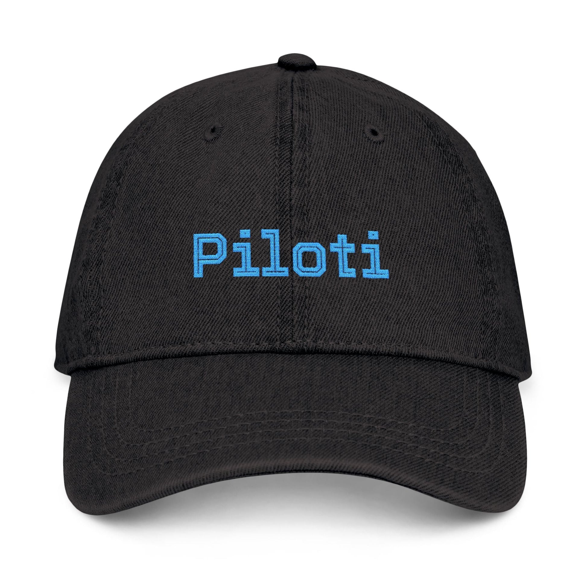 Denim Baseball Cap Piloti in black Printify