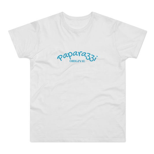 Paparazzi Men T-shirt white with turquoise