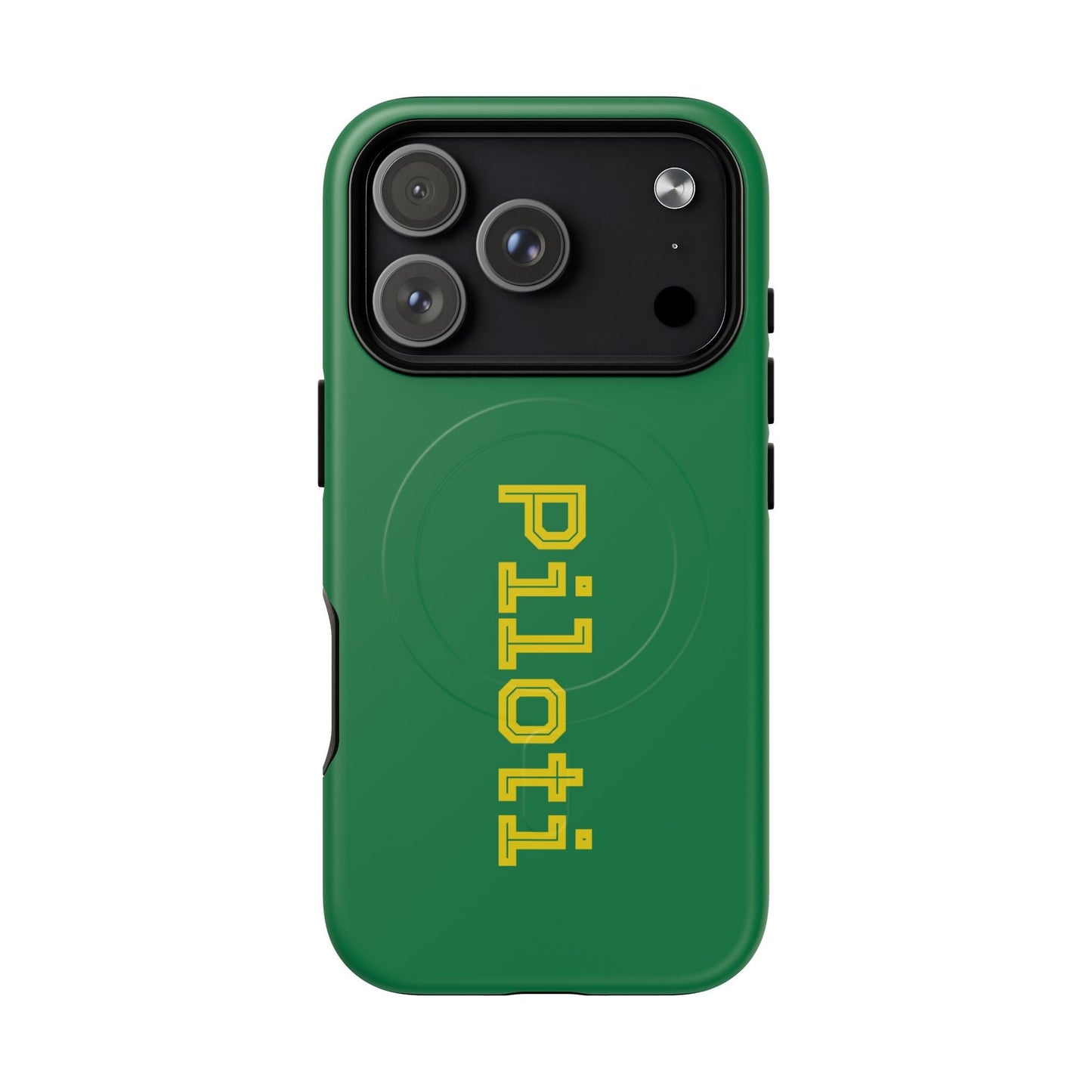 Tough Magnetic iPhone Cases Piloti in dark green with yellow Printify