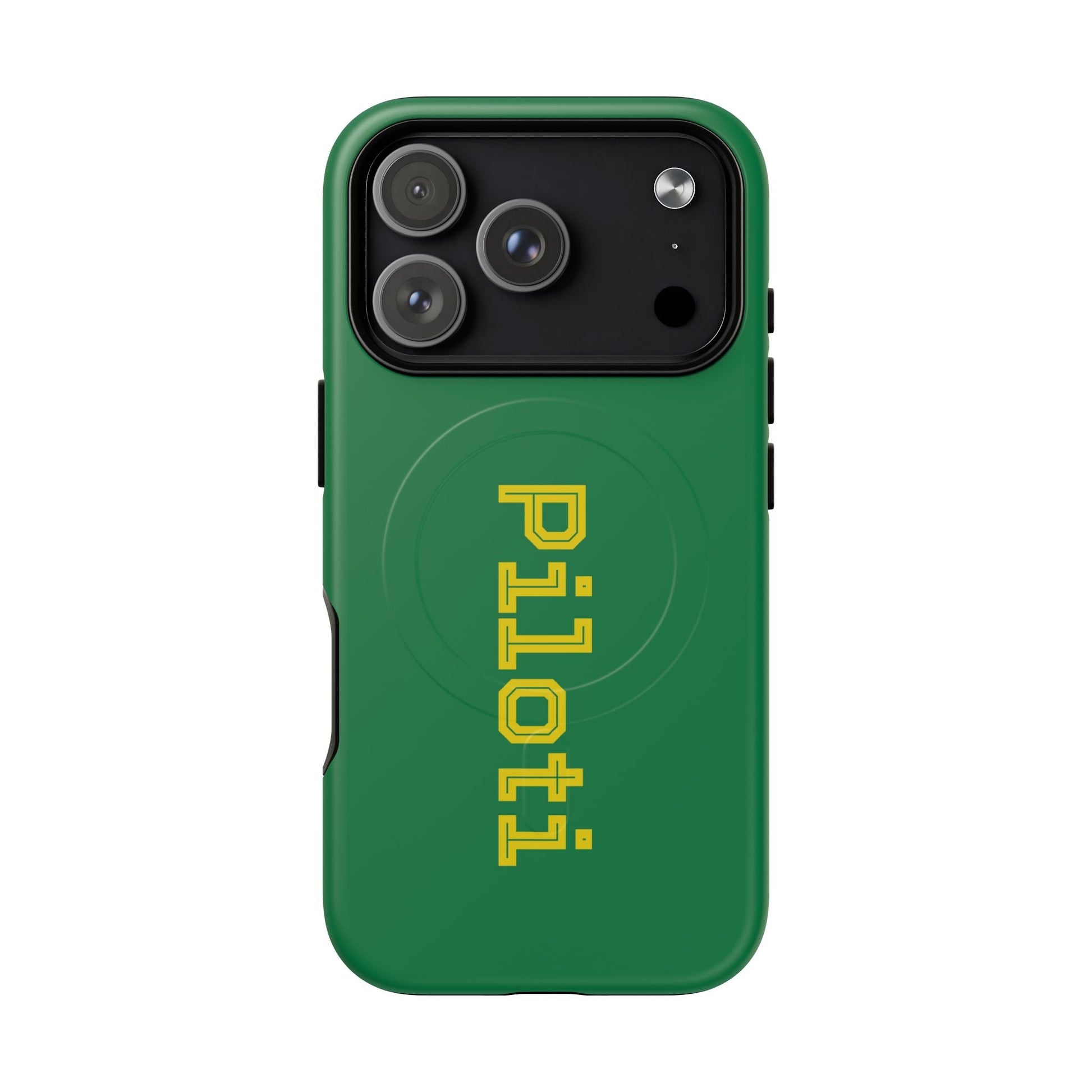 Tough Magnetic iPhone Cases Piloti in dark green with yellow Printify