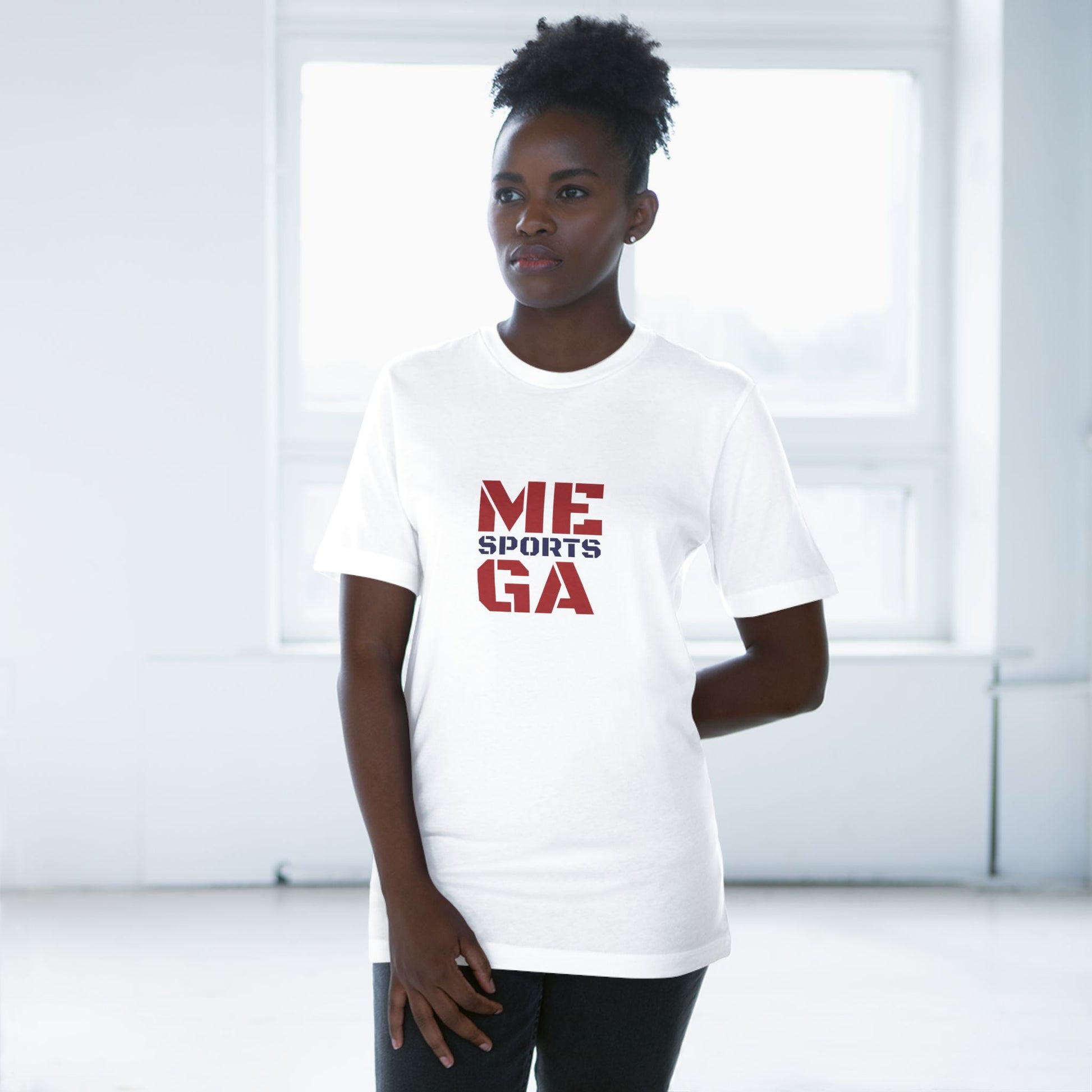 Deluxe White Red MEGASports T-shirt Printify