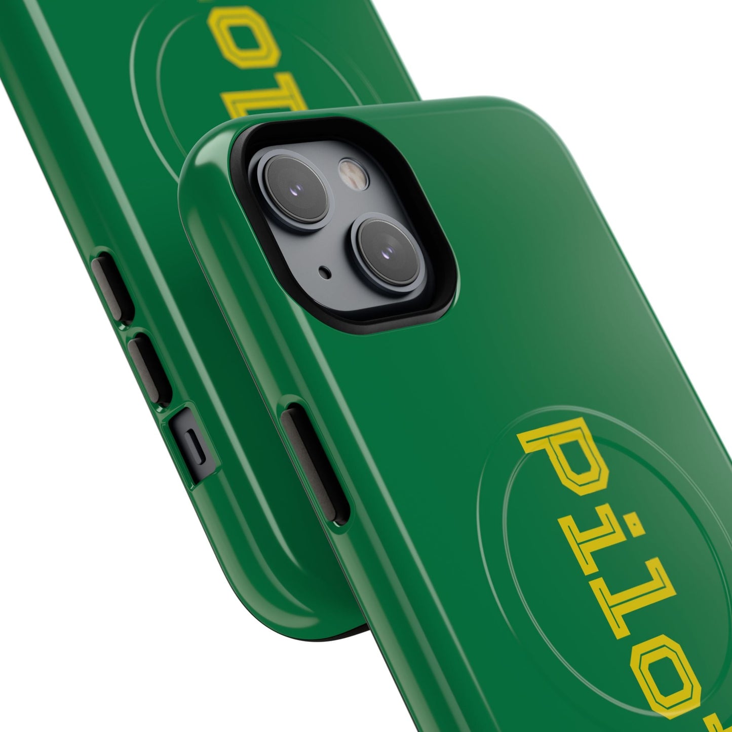 Tough Magnetic iPhone Cases Piloti in dark green with yellow Printify