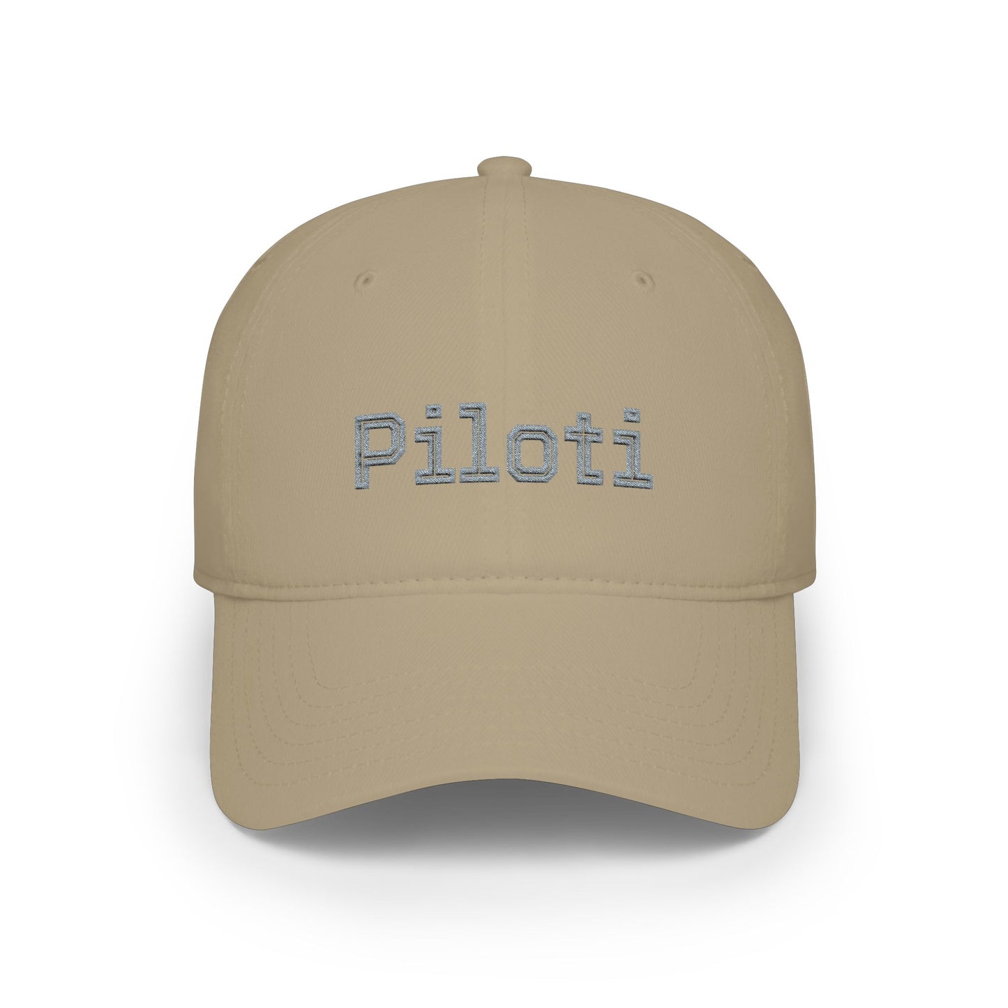 Khaki Piloti Baseball Cap Embroidered with Grey front - UpNorth SPORTS