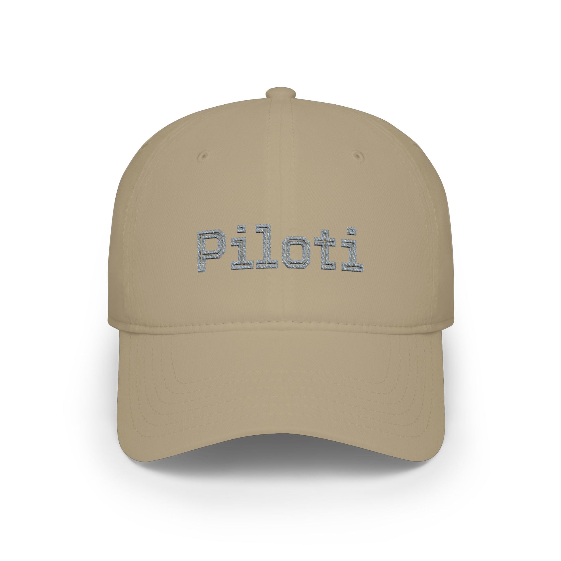 Khaki Piloti Baseball Cap Embroidered with Grey front - UpNorth SPORTS