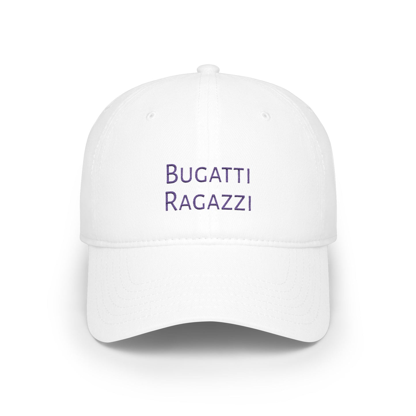 White Bugatti Ragazzi Purple Baseball Cap frontside - UpNorth SPORTS