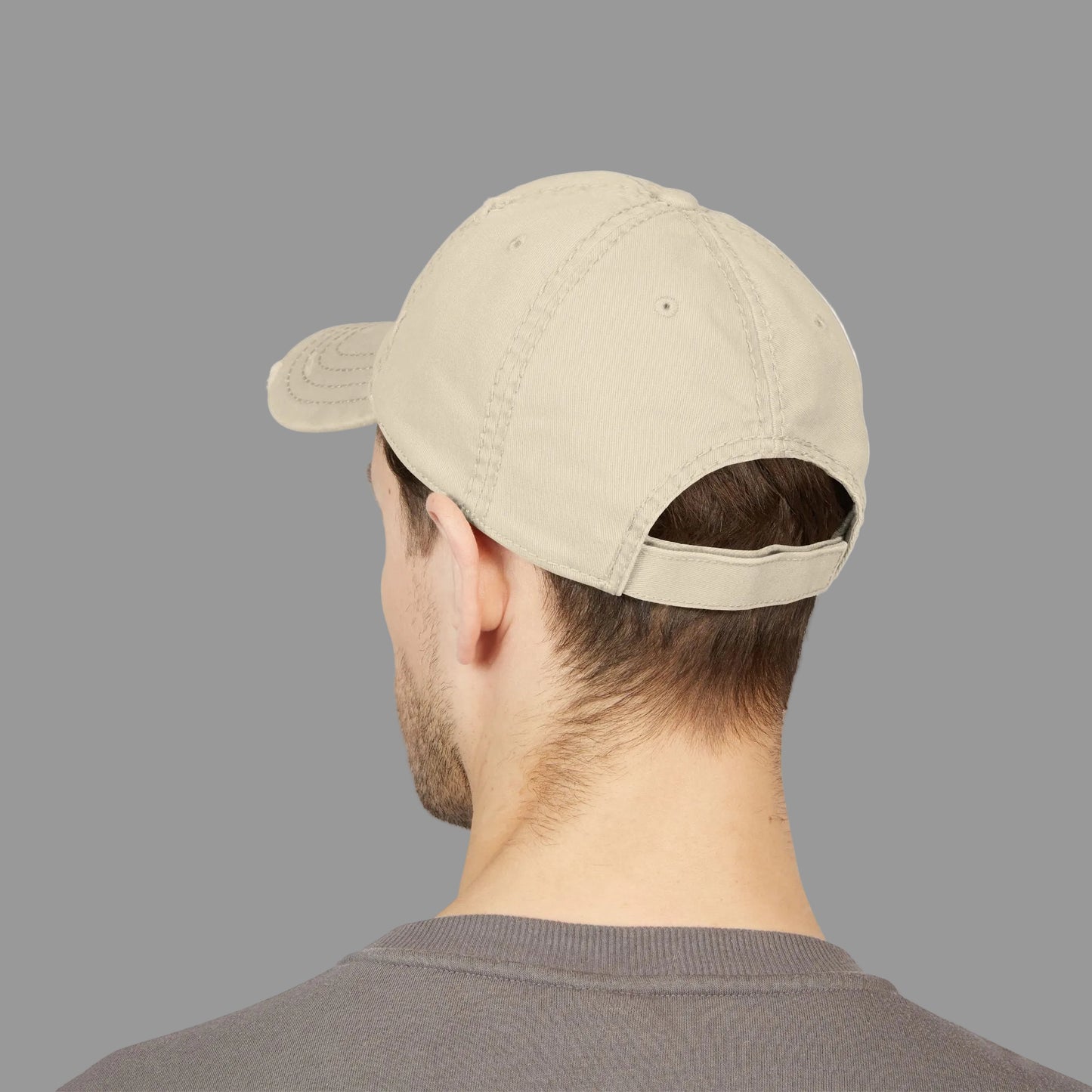 Distressed Baseball Cap Paparazzi Embroidery khaki with brown