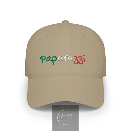 Khaki Baseball Cap Paparazzi Embroidered Italy Tricolore front - UpNorth SPORTS