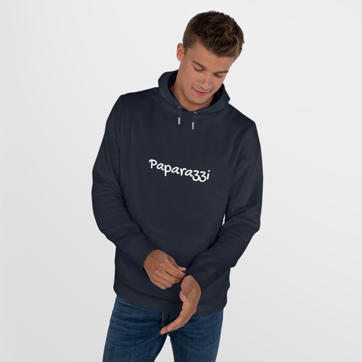 Navy Paparazzi White Hoodie Printify