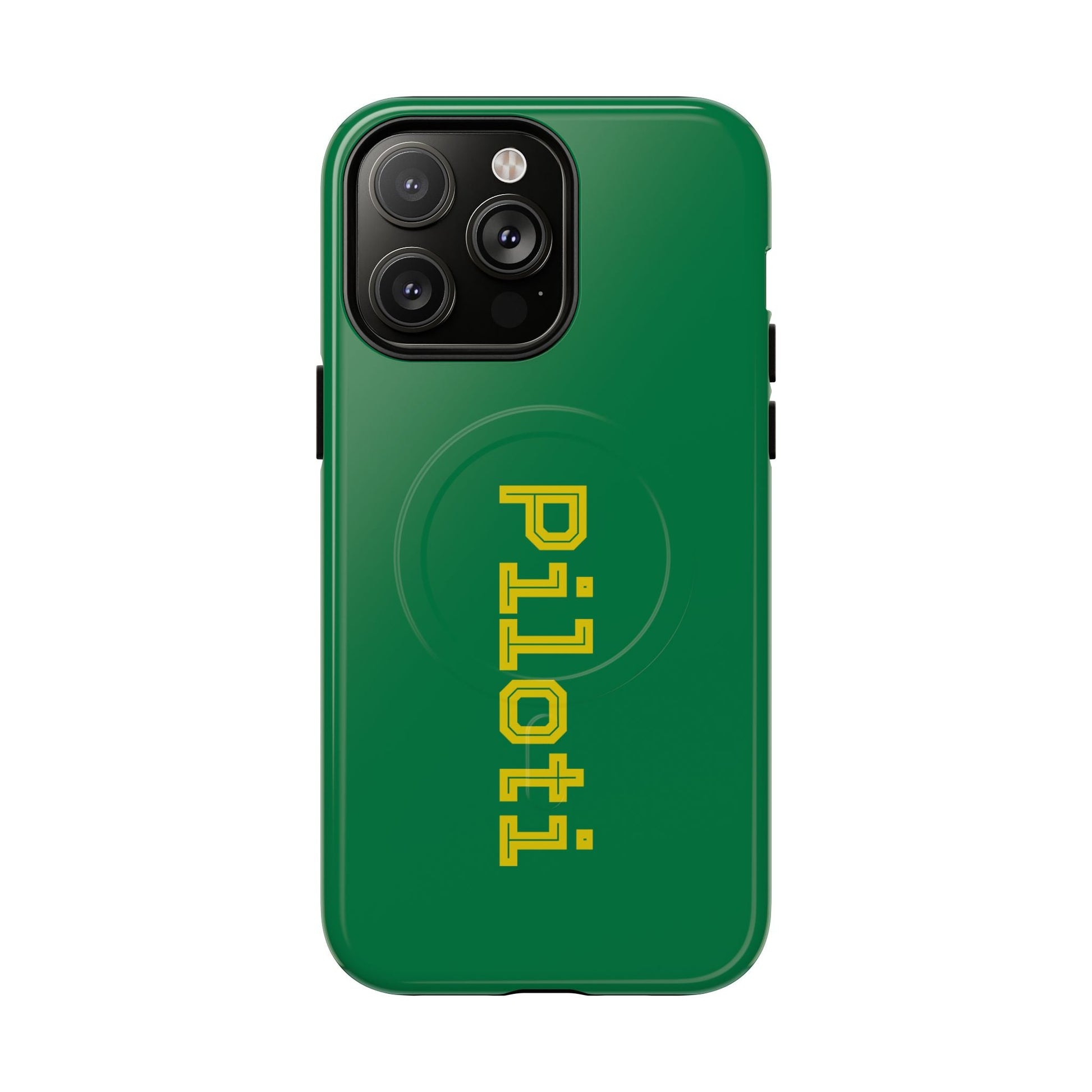 Tough Magnetic iPhone Cases Piloti in dark green with yellow Printify