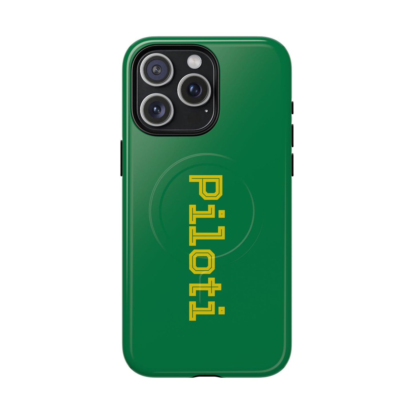 Tough Magnetic iPhone Cases Piloti in dark green with yellow Printify