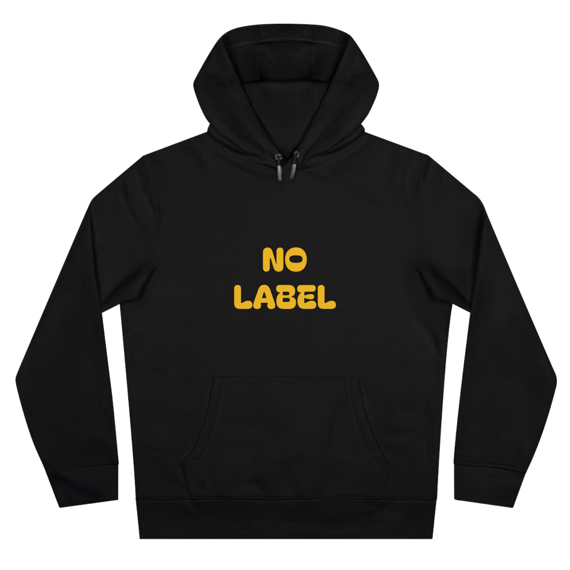 No Label Yellow on Pure Black Hoodie Printify