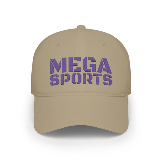 Khaki MEGA Sports Purple Baseball Cap frontside - UpNorth SPORTS