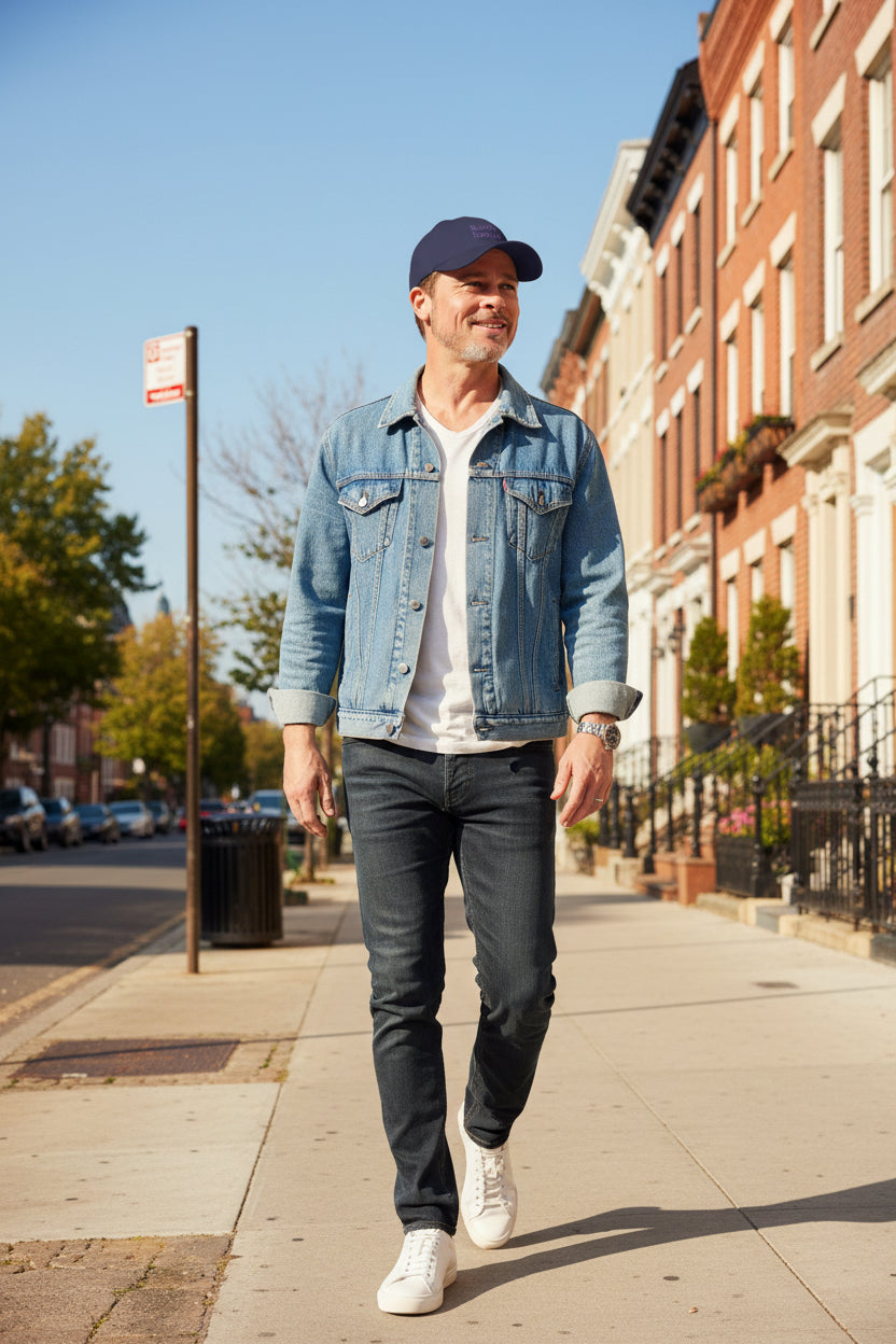 Male model wearing a Dark Navy Bugatti Ragazzi Purple Baseball Cap front - UpNorth SPORTS