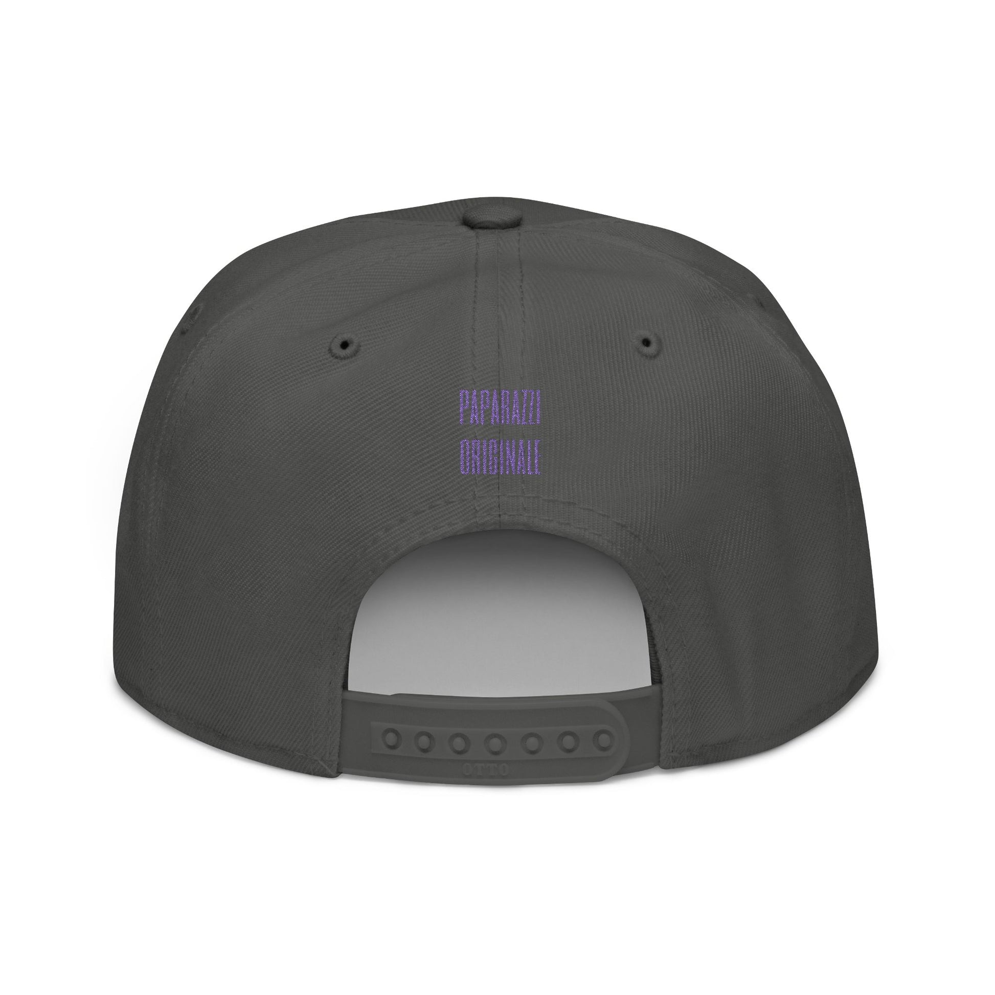 Charcoal Gray Paparazzi Purple Flat Visor Cap backside - Paparazzi Original