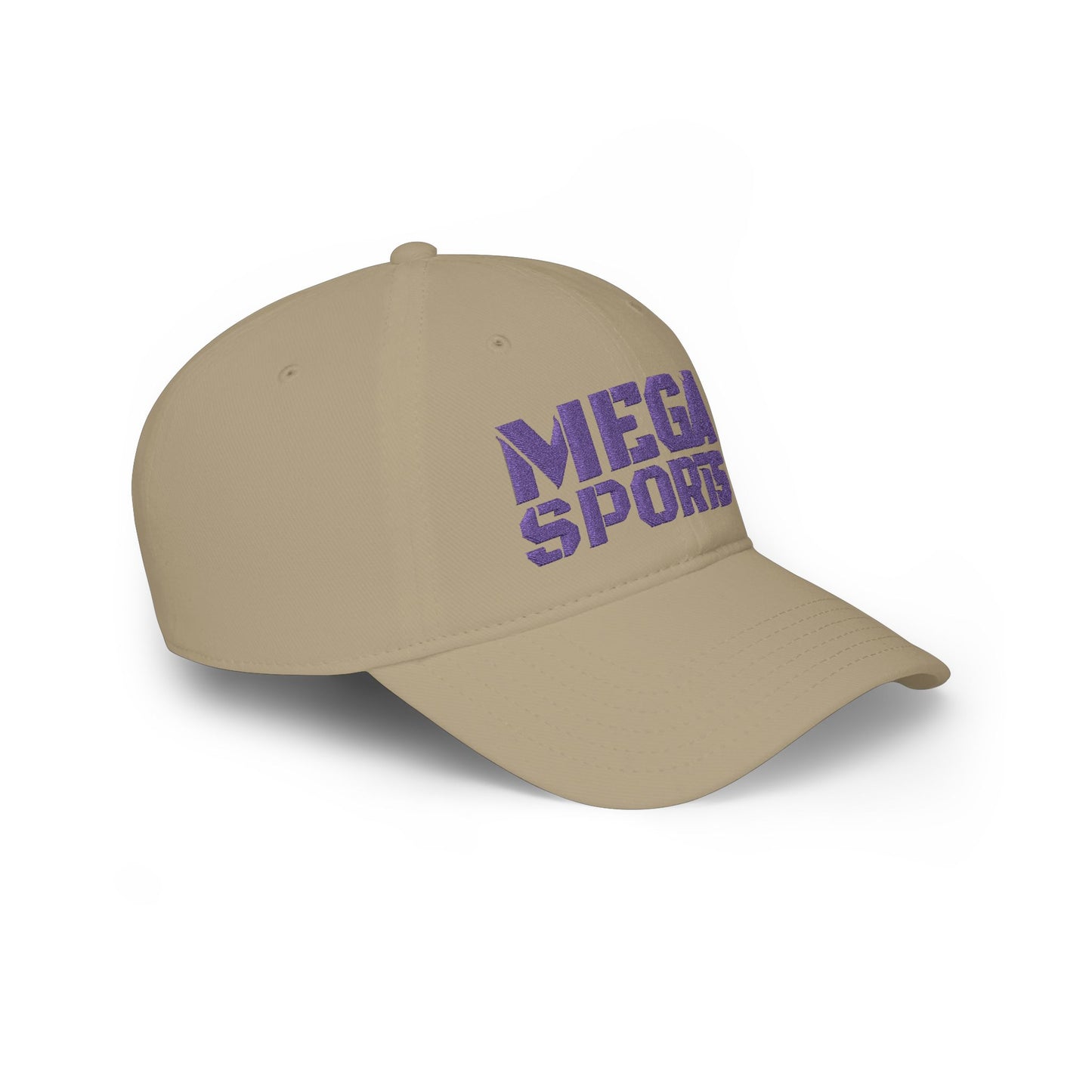 Khaki MEGA Sports Purple Baseball Cap  right side - UpNorth SPORT