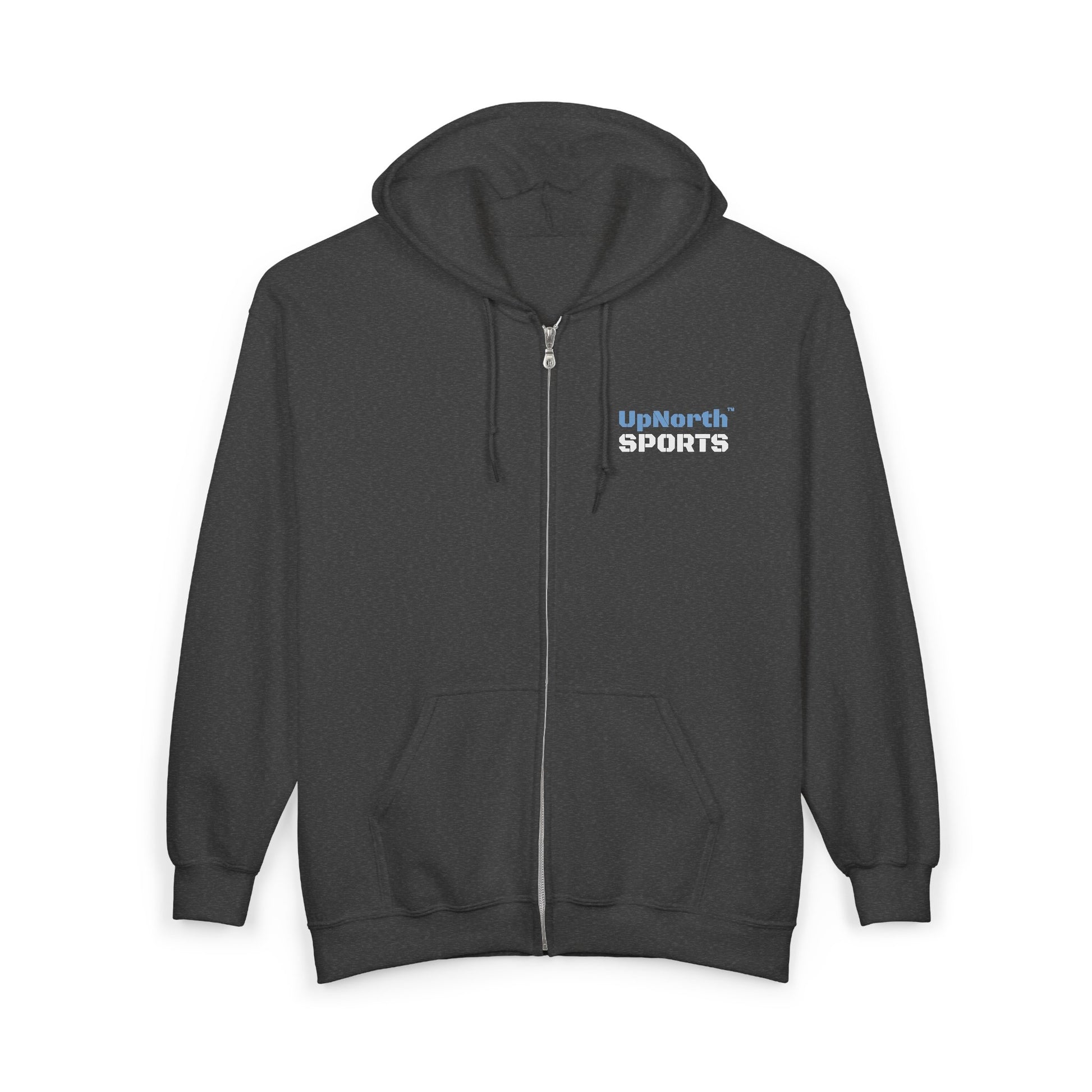 UpNorth Sports Heather Full Zip Hoodie front - UpNorth SPORTS