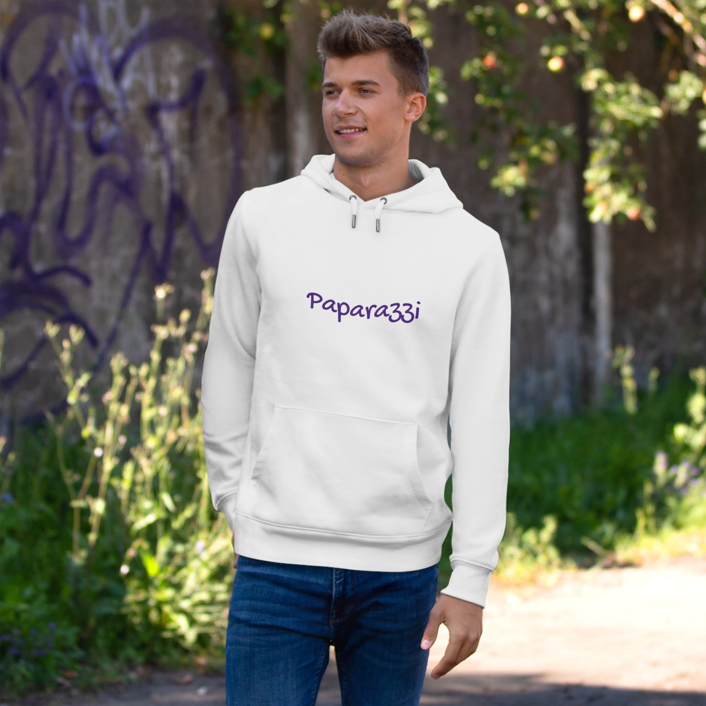 White Paparazzi Purple Hoodie Printify