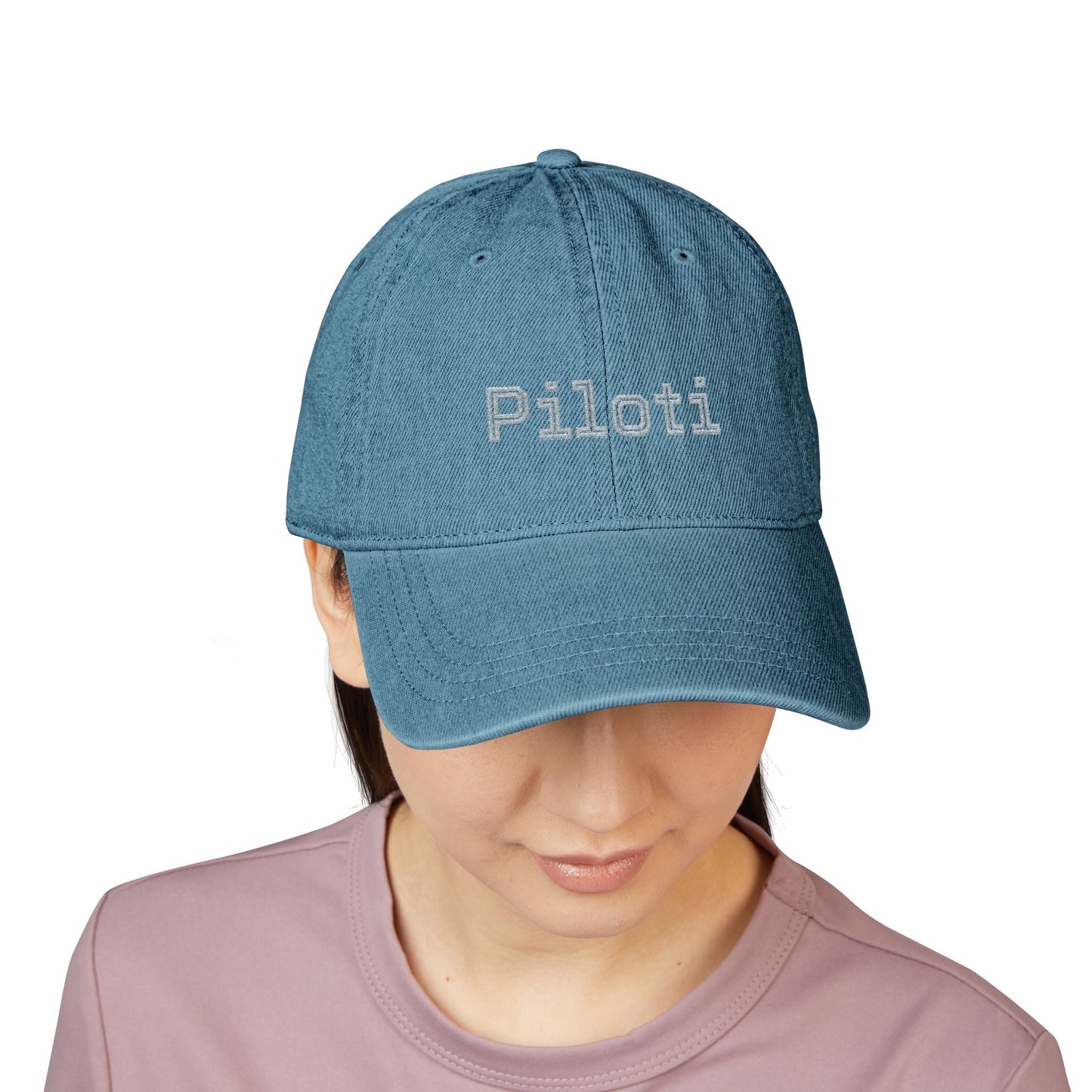 Denim Baseball Cap Piloti in blue Printify