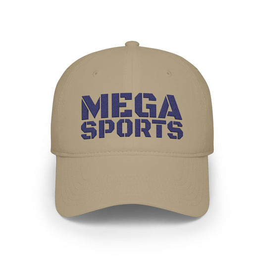 Khaki MEGA Sports Navy Baseball Cap frontside - UpNorth SPORTS