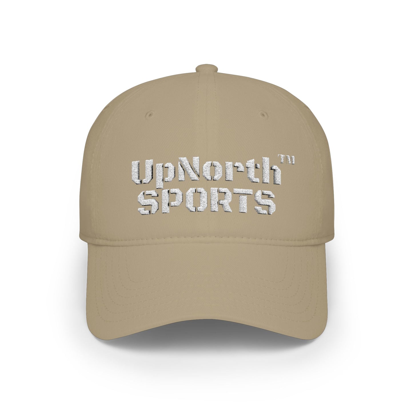 Khaki UpNorth Sports White Baseball Cap frontside - UpNorth SPORTS