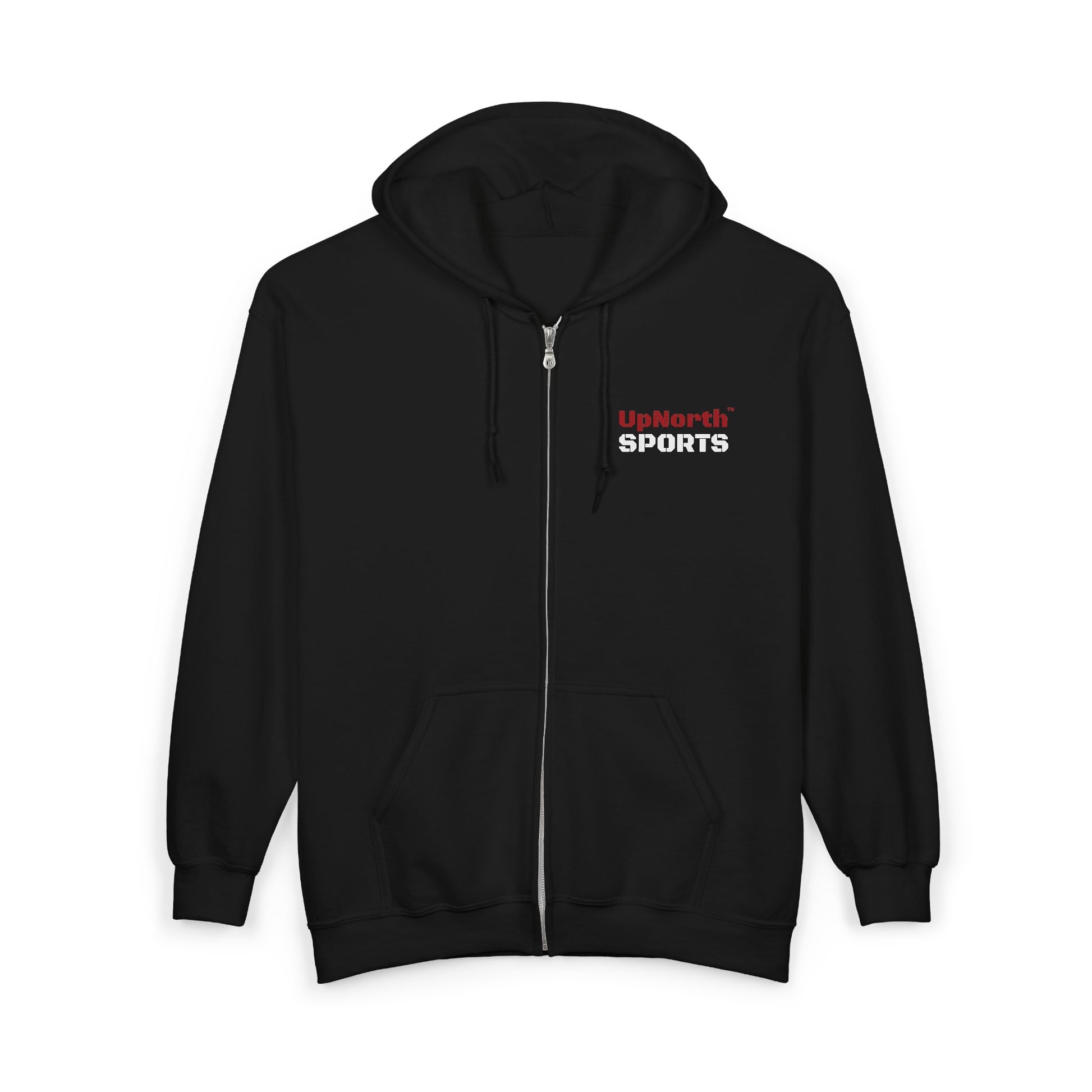 UpNorth Sports Black Full Zip Hoodie front - UpNorth SPORTS