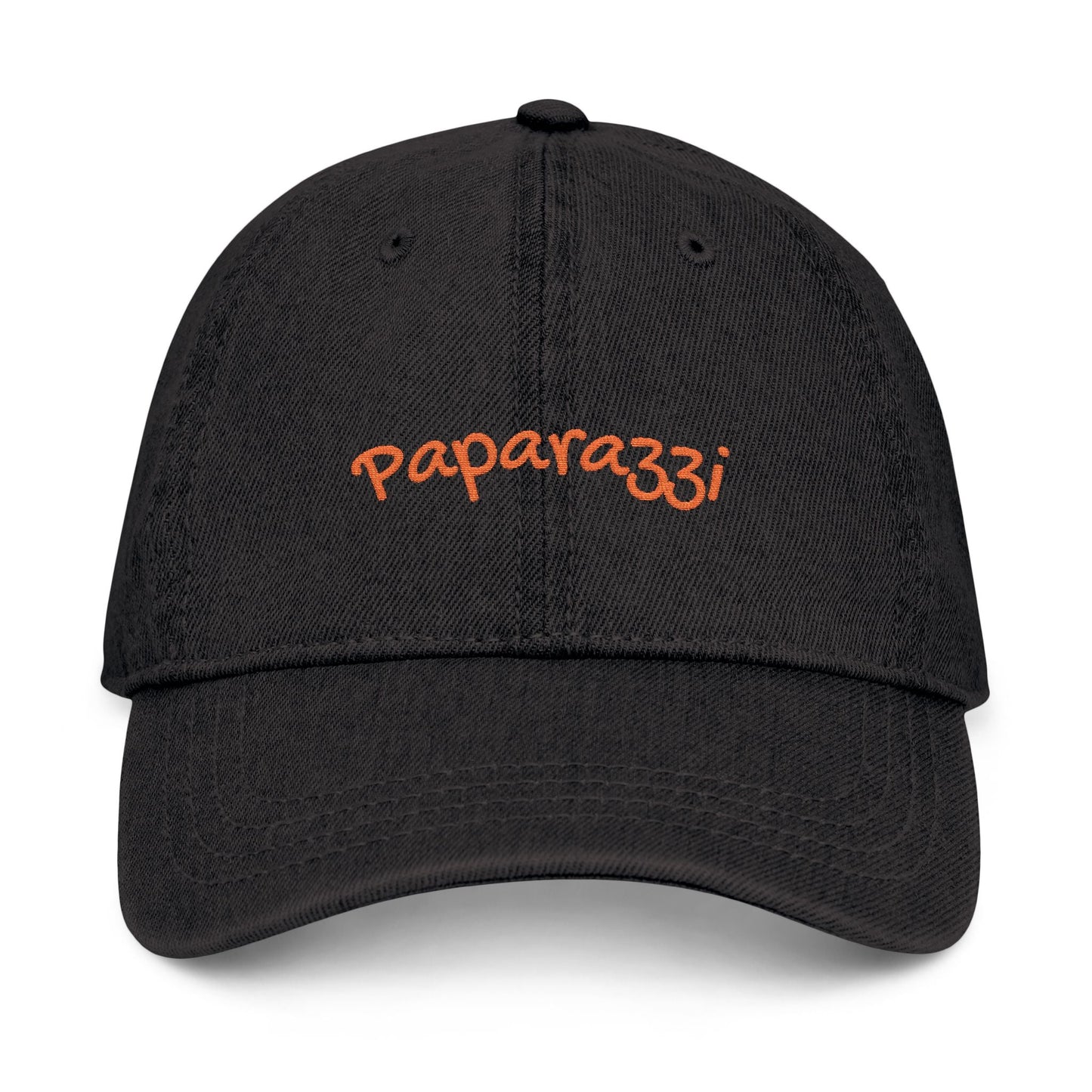 Denim Baseball Cap Paparazzi in black with orange Printify