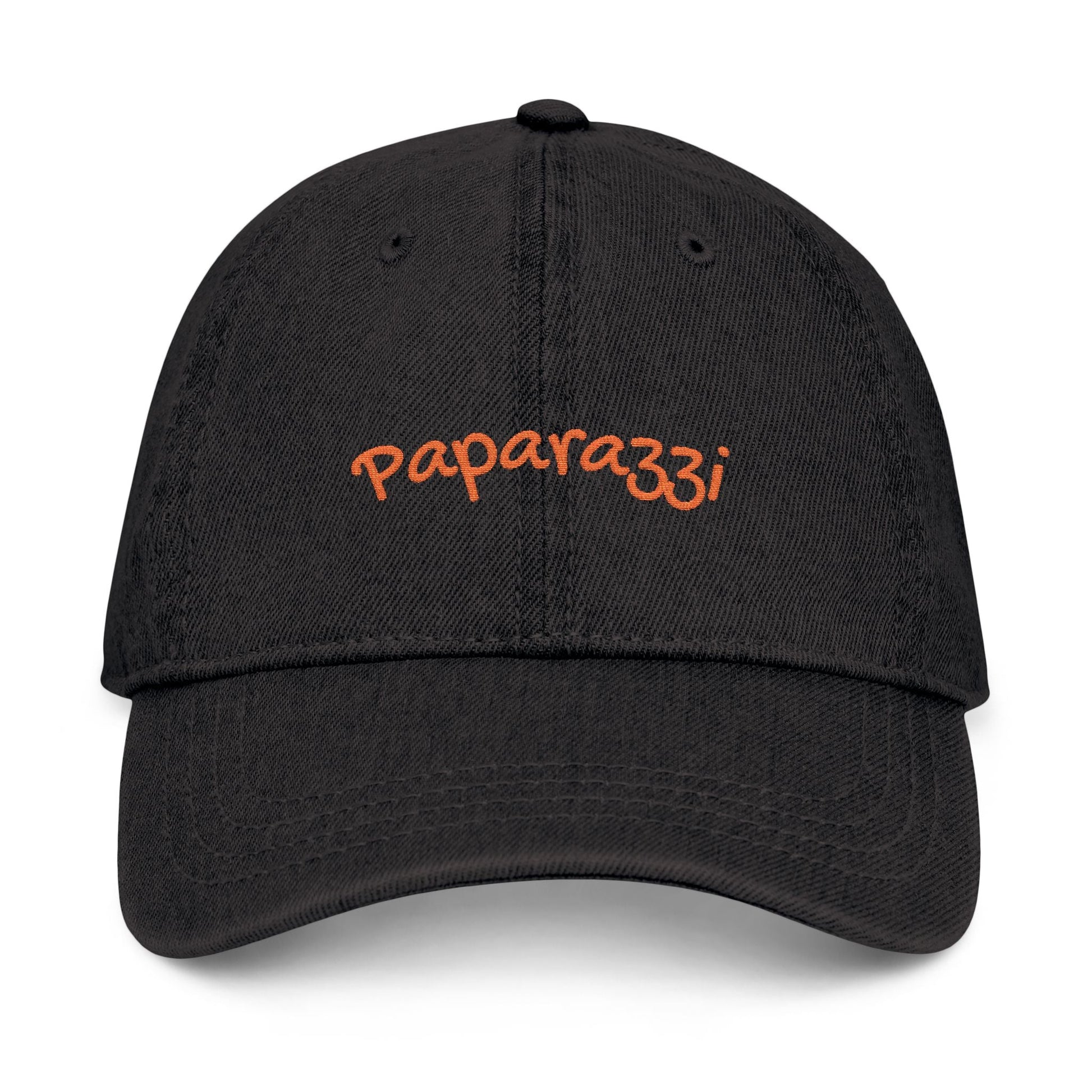 Denim Baseball Cap Paparazzi in black with orange Printify