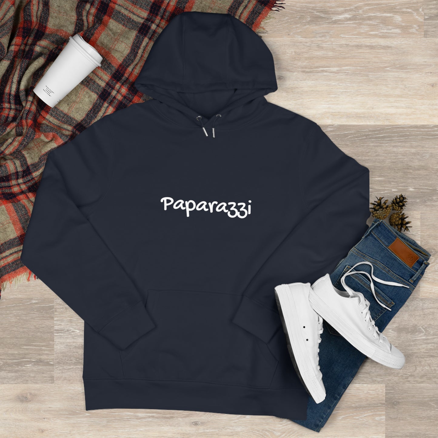 Navy Paparazzi White Hoodie Printify
