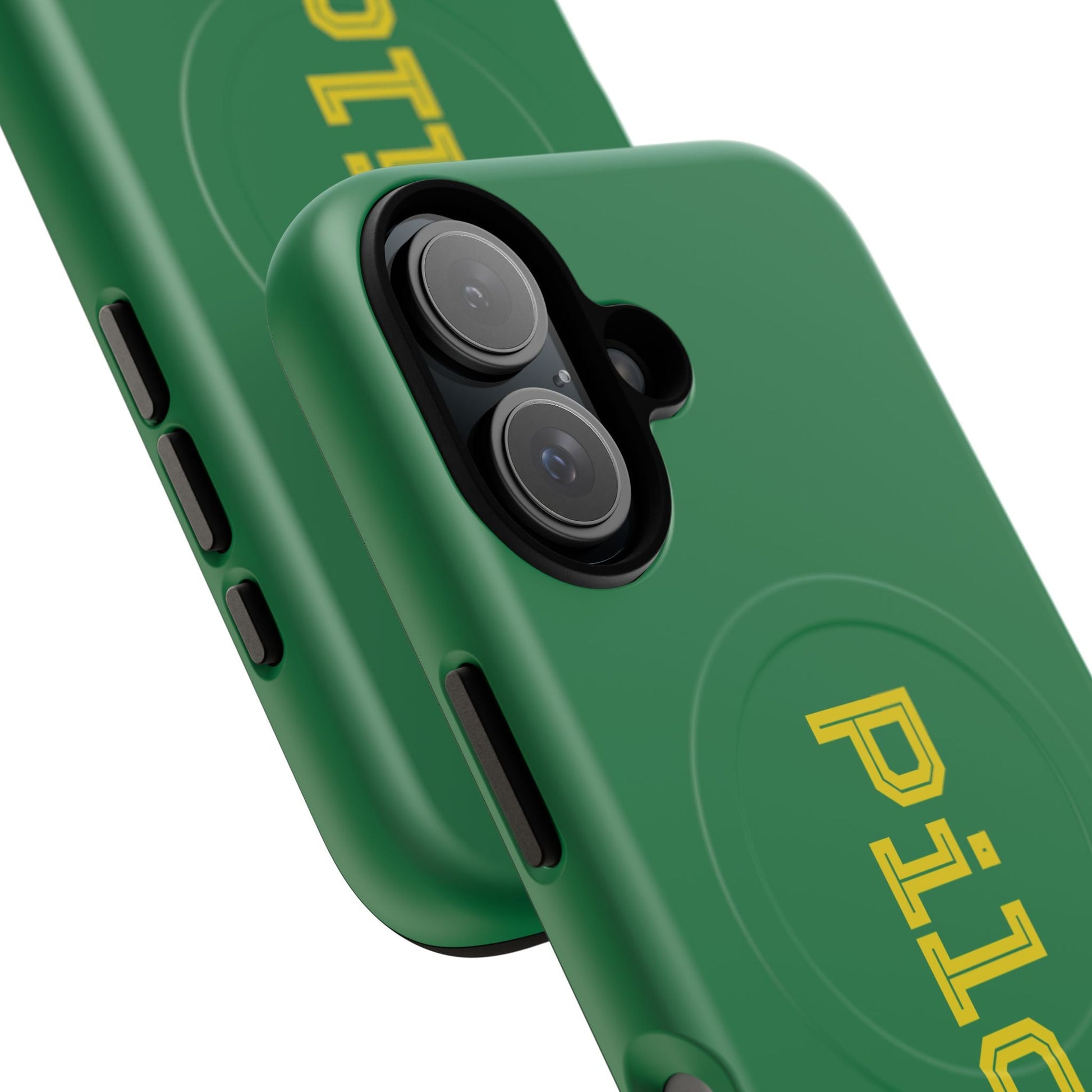 Tough Magnetic iPhone Cases Piloti in dark green with yellow Printify