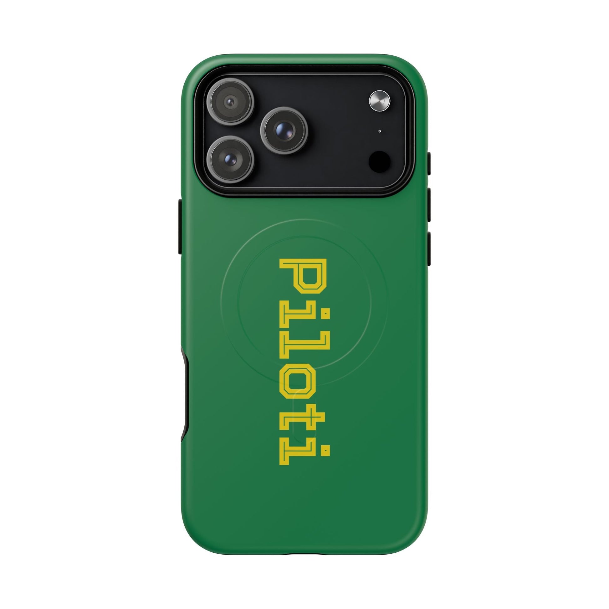 Tough Magnetic iPhone Cases Piloti in dark green with yellow Printify