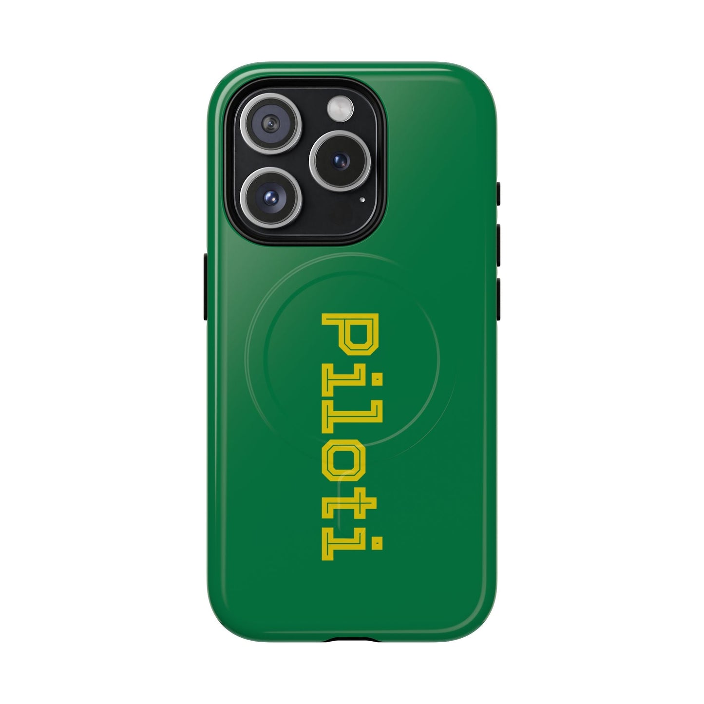 Tough Magnetic iPhone Cases Piloti in dark green with yellow Printify