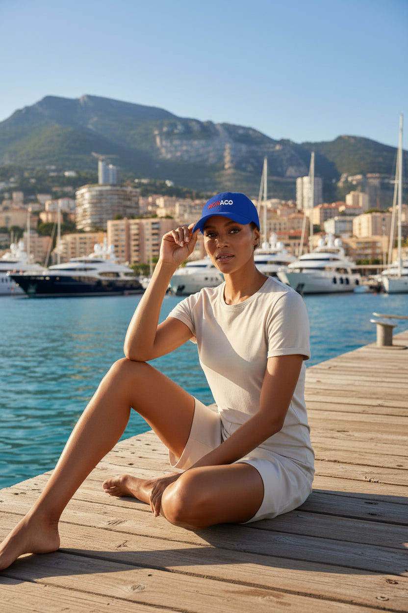 Woman model wearing a Royalblue Monaco Baseball Cap - UpNorth SPORTS