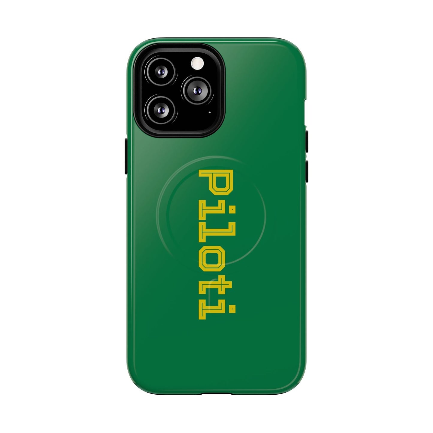 Tough Magnetic iPhone Cases Piloti in dark green with yellow Printify