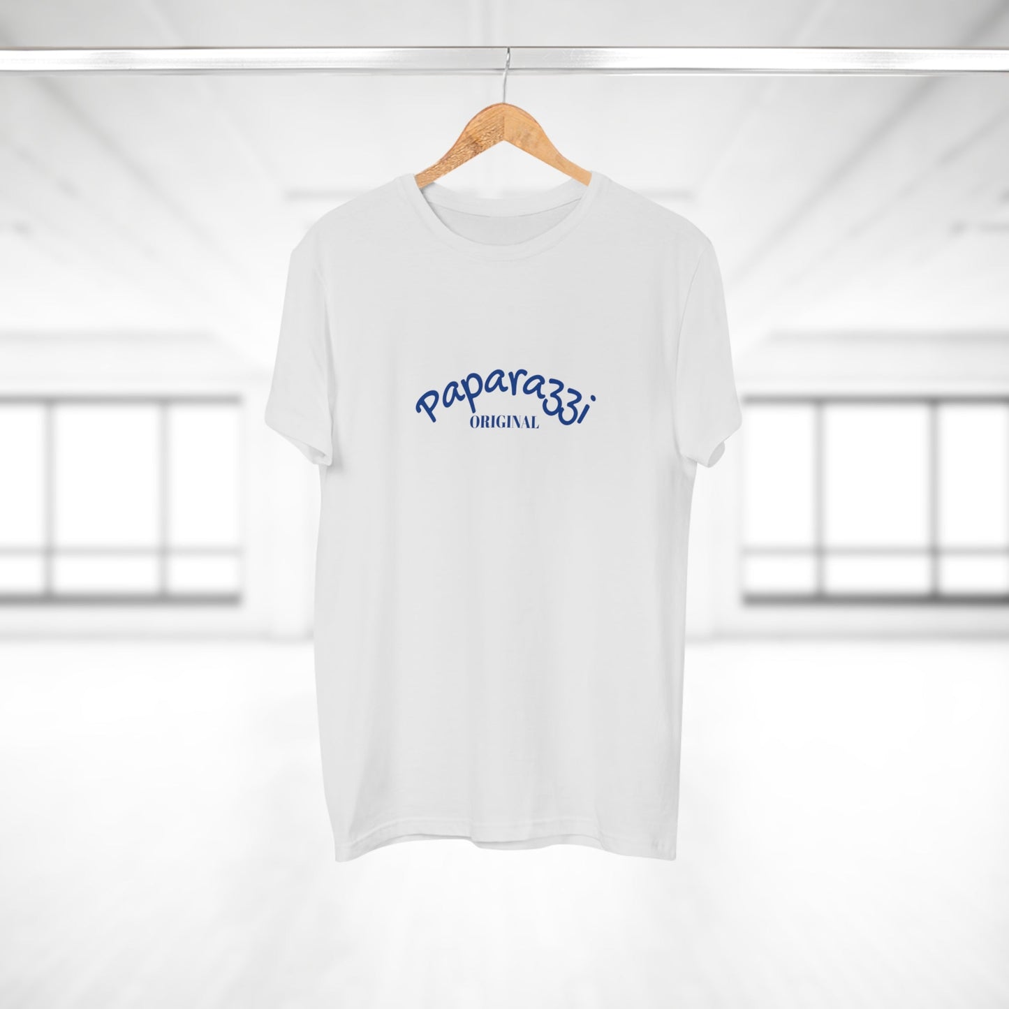 Paparazzi Men T-shirt white with blue navy blue Printify