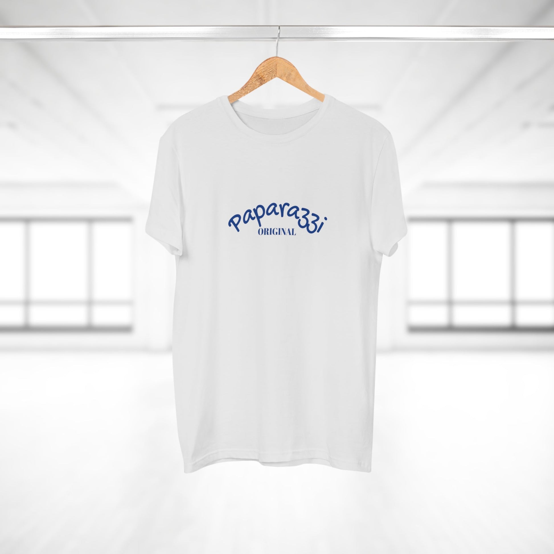 Paparazzi Men T-shirt white with blue navy blue Printify