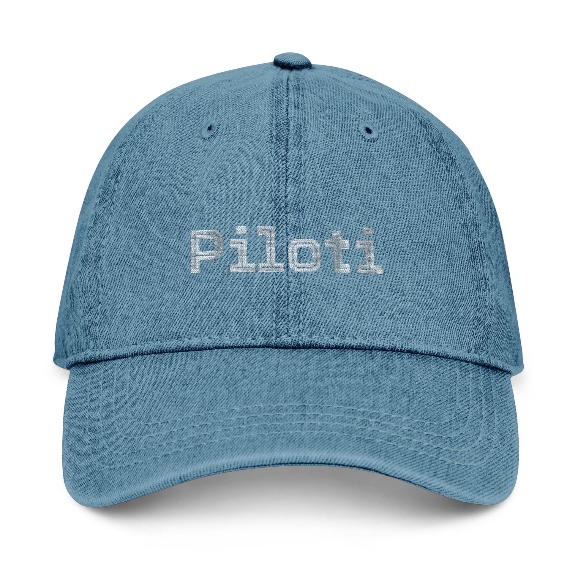 Denim Baseball Cap Piloti in blue Printify