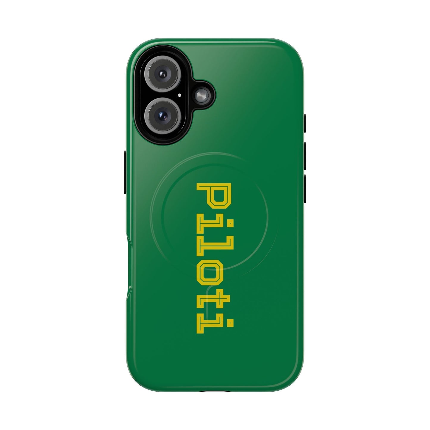 Tough Magnetic iPhone Cases Piloti in dark green with yellow Printify