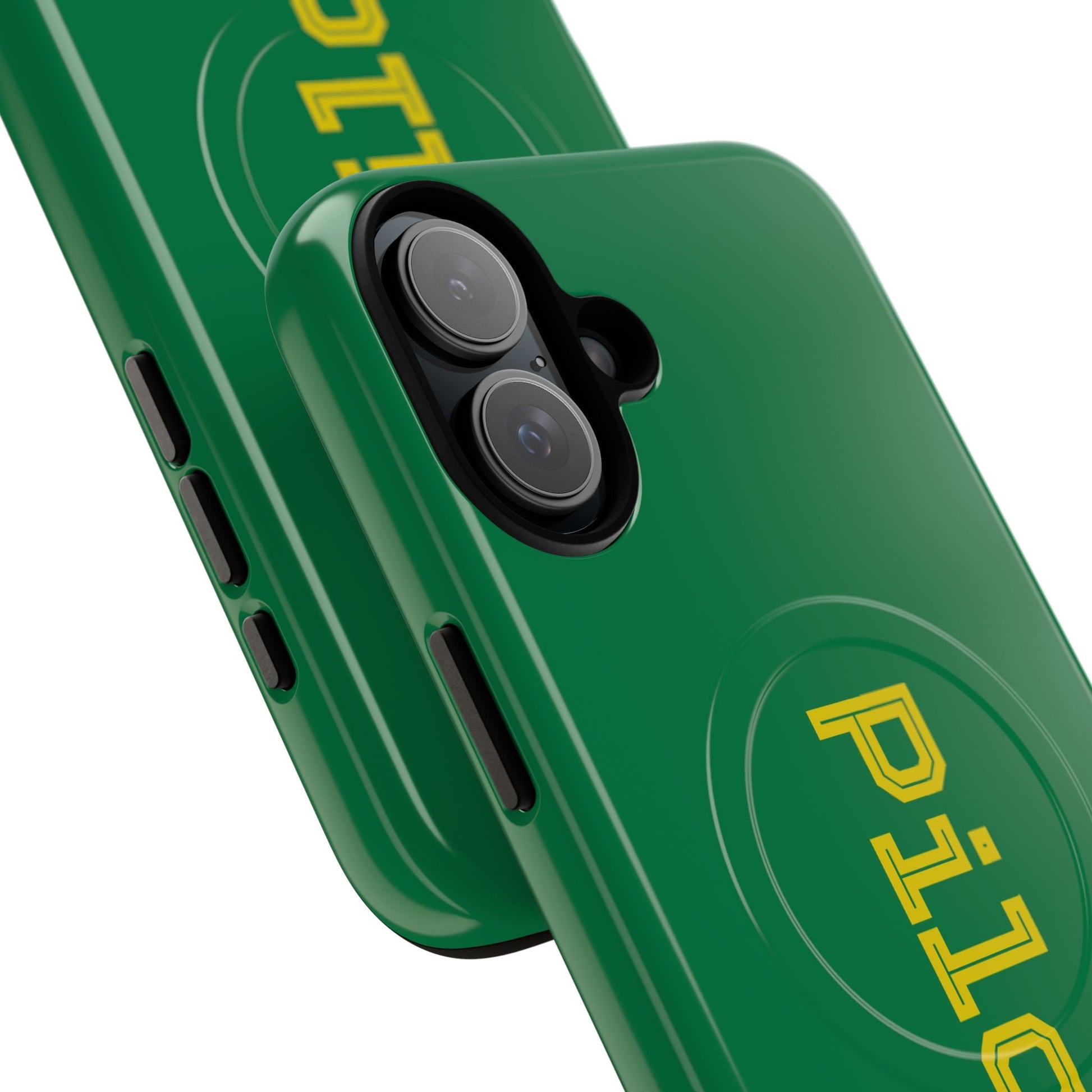 Tough Magnetic iPhone Cases Piloti in dark green with yellow Printify